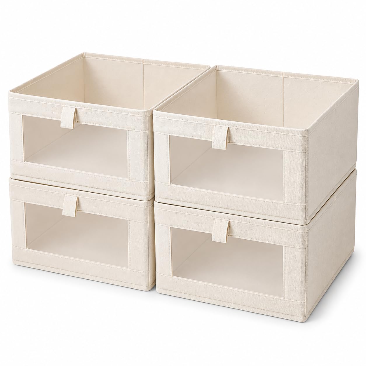 Zollyss 4 Pack Linen Storage Bins, Storage Containers for Organizing Clothing, Jeans, Toys, Books, Shelves, Closet, Wardrobe - Closet Organizers and Storage, Large Storage Boxes Baskets with Window-image-24