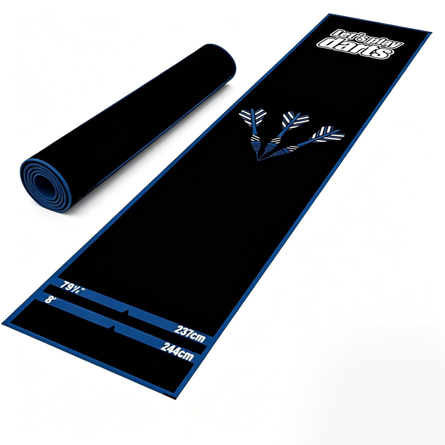 Dart Board Mat,300x60cm Professional Dart Mat For Floor Protection,Non-Slip Heavy Duty Rubber Floor Protector Mat for Game Room Basement And Garage (A)