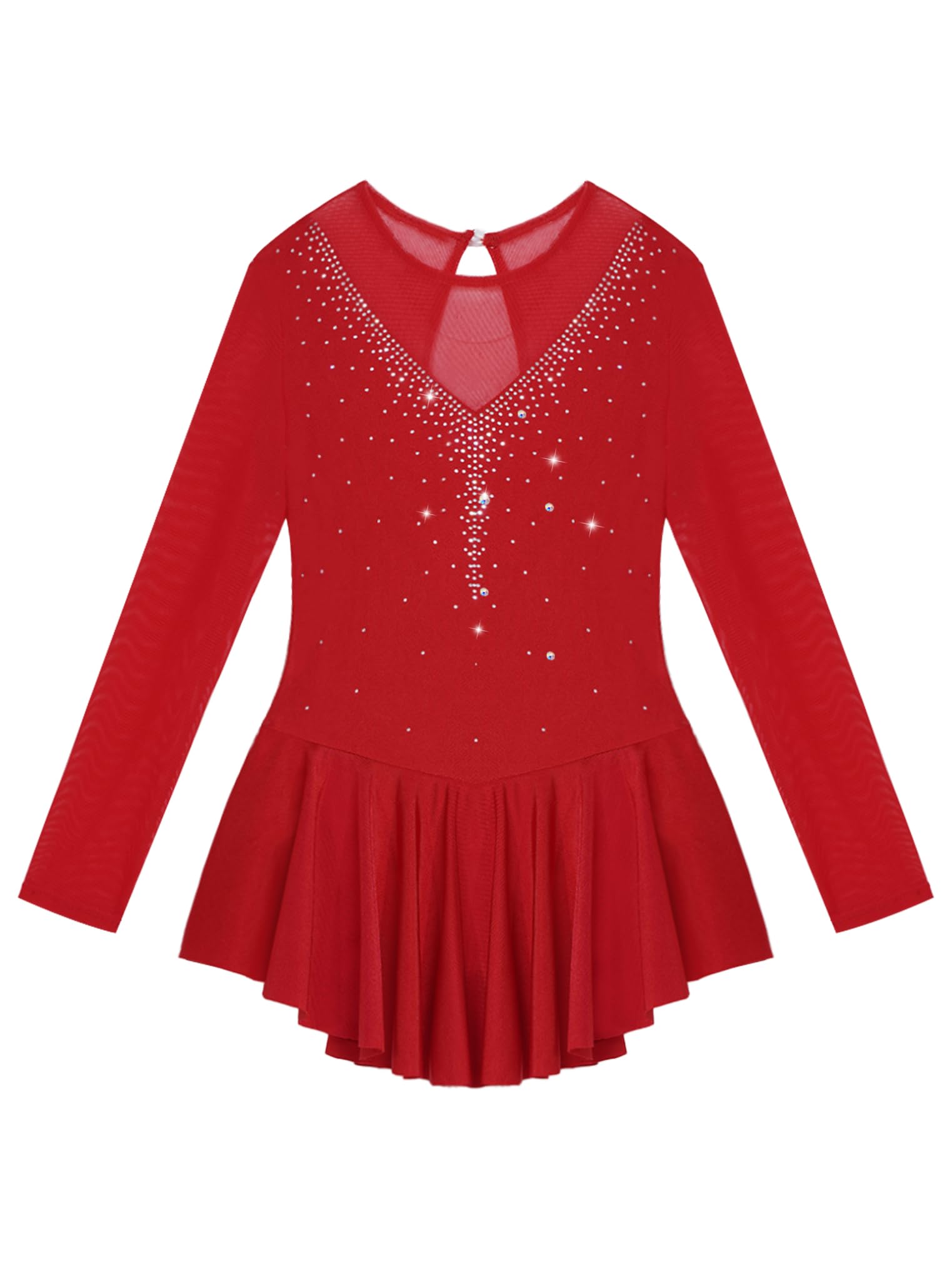 Freebily Vestido de Danza Patinaje sobre Hielo para Niña Leotardo de Manga Larga Maillot de Gimnasia Rítmica Competición Vestido de Bailarina Ballet — view 5