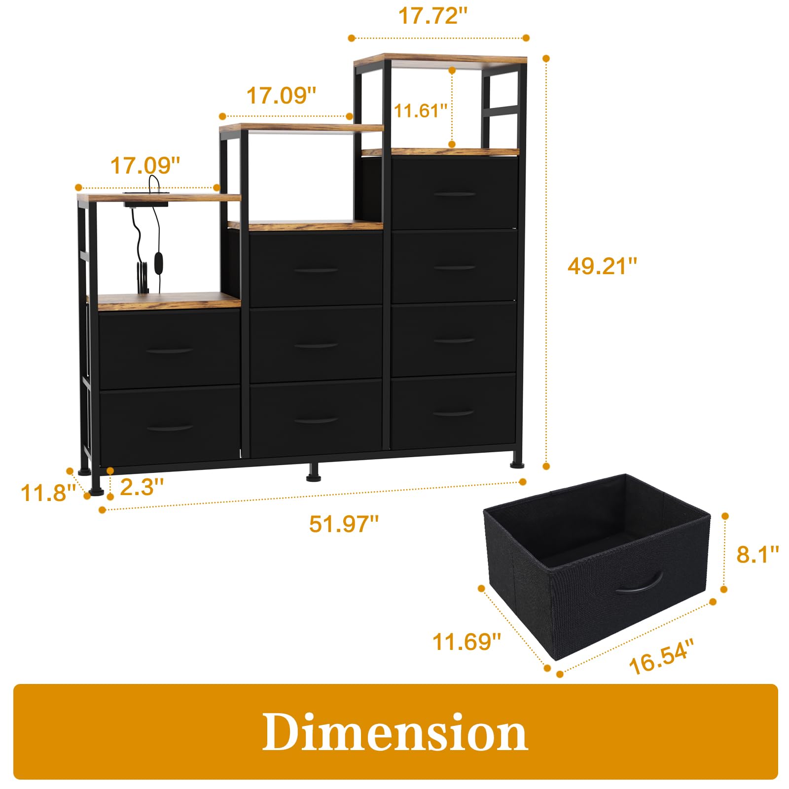 Cassettiera a 9 cassetti per camera da letto, soggiorno e corridoio con mobiletto organizer di grande capacà  1503