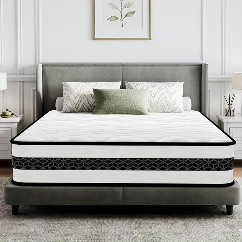 Colchón 140x190 cm Altura 28 cm, Certificado Oeko-Tex, Híbrido Colchón Espuma Muelles Ensacados y Viscoelástica, Dureza Media Confort, Transpirable, 10 Zonas Ergonómico, Hipoalergénico y Antiácaros