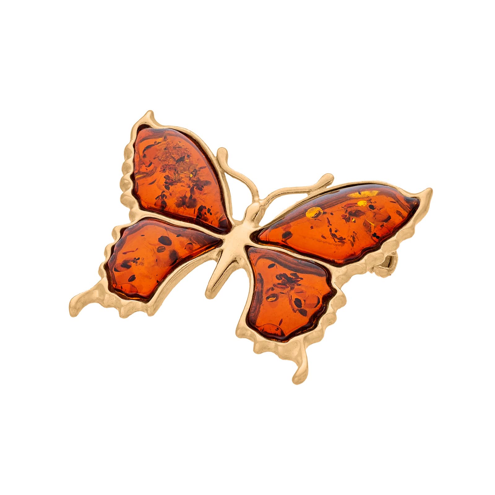 Amber vlinder broche 925 sterlingzilver echte veelkleurige Baltische barnsteen op de natuur geïnspireerd, moderne barnsteen, prachtige barnsteen - Nederland