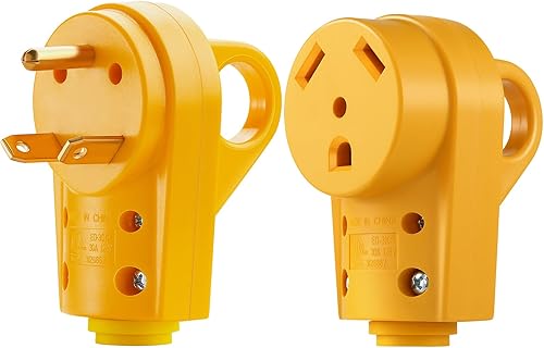 Miniatura 8 de Kohree Enchufe macho de 50 amperios, enchufe de repuesto para RV de 125 250 V, enchufe de receptáculo NEMA 14-50P de alta resistencia con mango de
