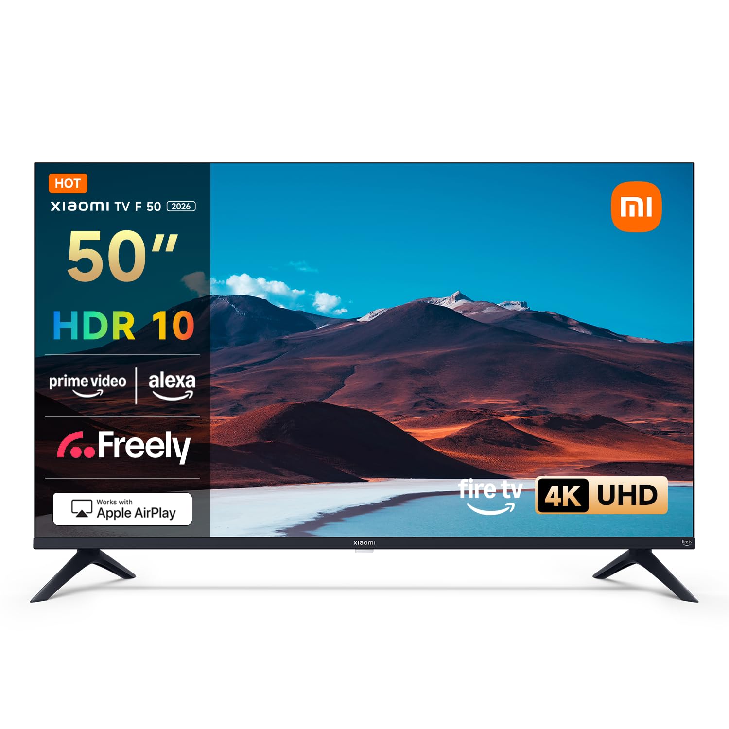 XIAOMI TV F 50, 50 Inch (127 cm), 4K UHD, Smart TV, Fire TV, HDR10, MEMC, 60Hz with 120Hz Game Boost Mode, Alexa Voice Control, Works with Apple AirPlay