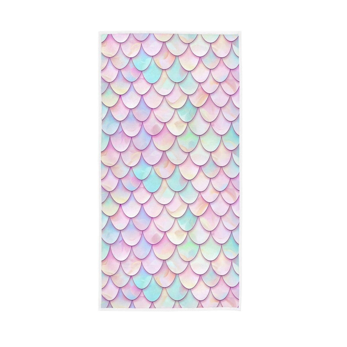 LSRCPD Pastel Rainbow Mermaid Fish Scales Hand Towels, 15 x 30 Inches, Soft Highly Absorbent Towels for Bathroom Gym Hotel