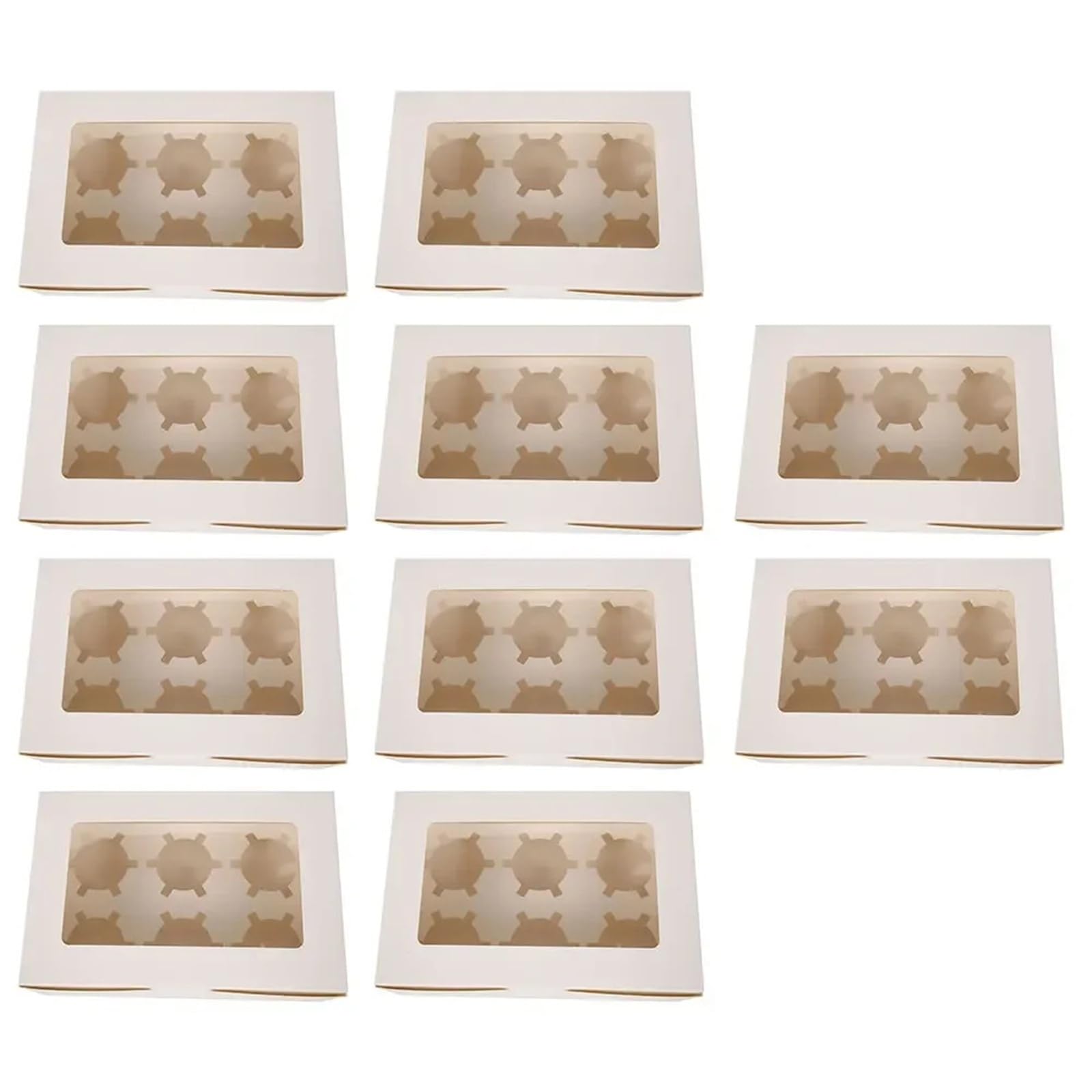 HKYBCF Cake packaging box Cake Boxes With Clear Window Cupcake Carrier Inserts Muffin Holiday Holder For Bakeries for Wedding(10pcs 6grid)