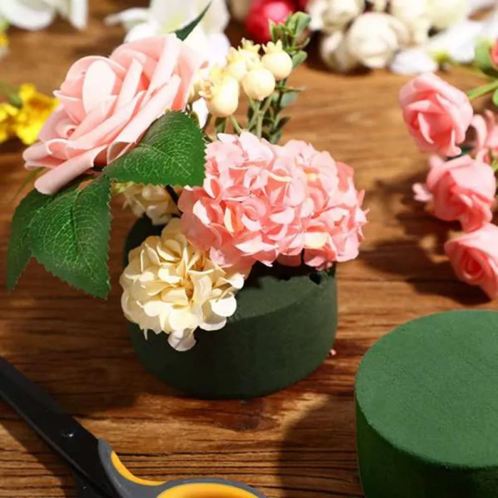 Lot De 6 Mousses Florales Rondes - 8x4cm, Avec Grille Et Ventouse, Pour Arrangements Fleurs Mariage/Anniversaire