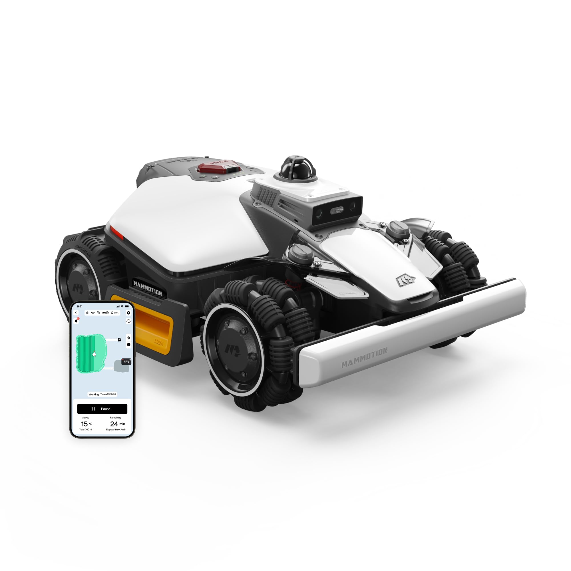 MAMMOTION LUBA Mini 2 AWD 1500 Robot Cortacésped sin Cable Perimetral, con LiDAR 360° y Visión IA de Doble Cámara, Sin RTK, Pendiente del 80%, Modo DropMow, Gestión Inteligente de la Batería