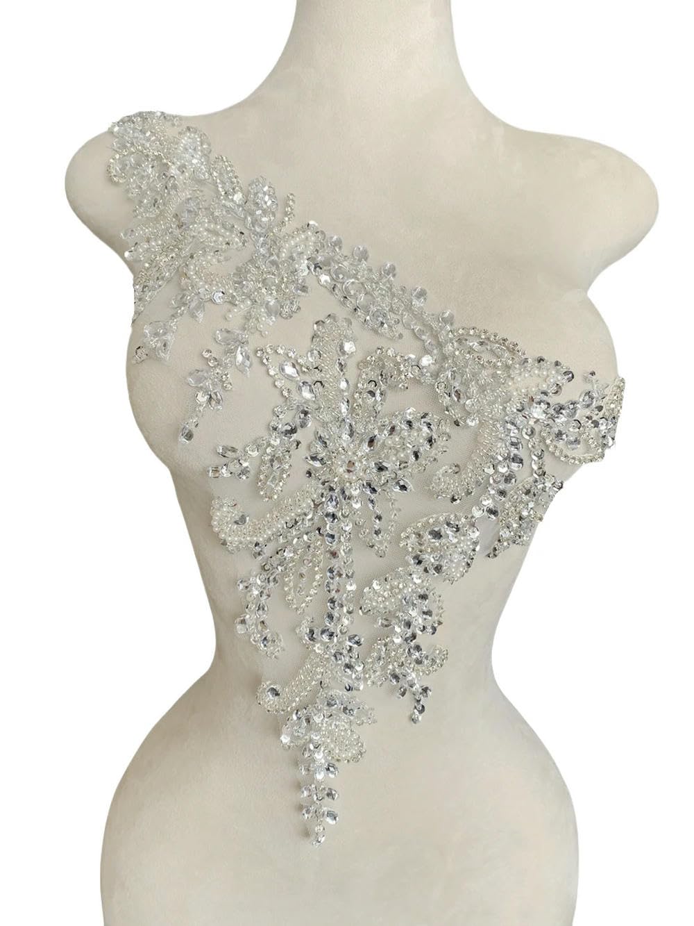 Strass fatti a mano oro/blu/verde/ren/bianco su corpetto di pizzo applique perline per cucire pietre finure patch accessorio per abo