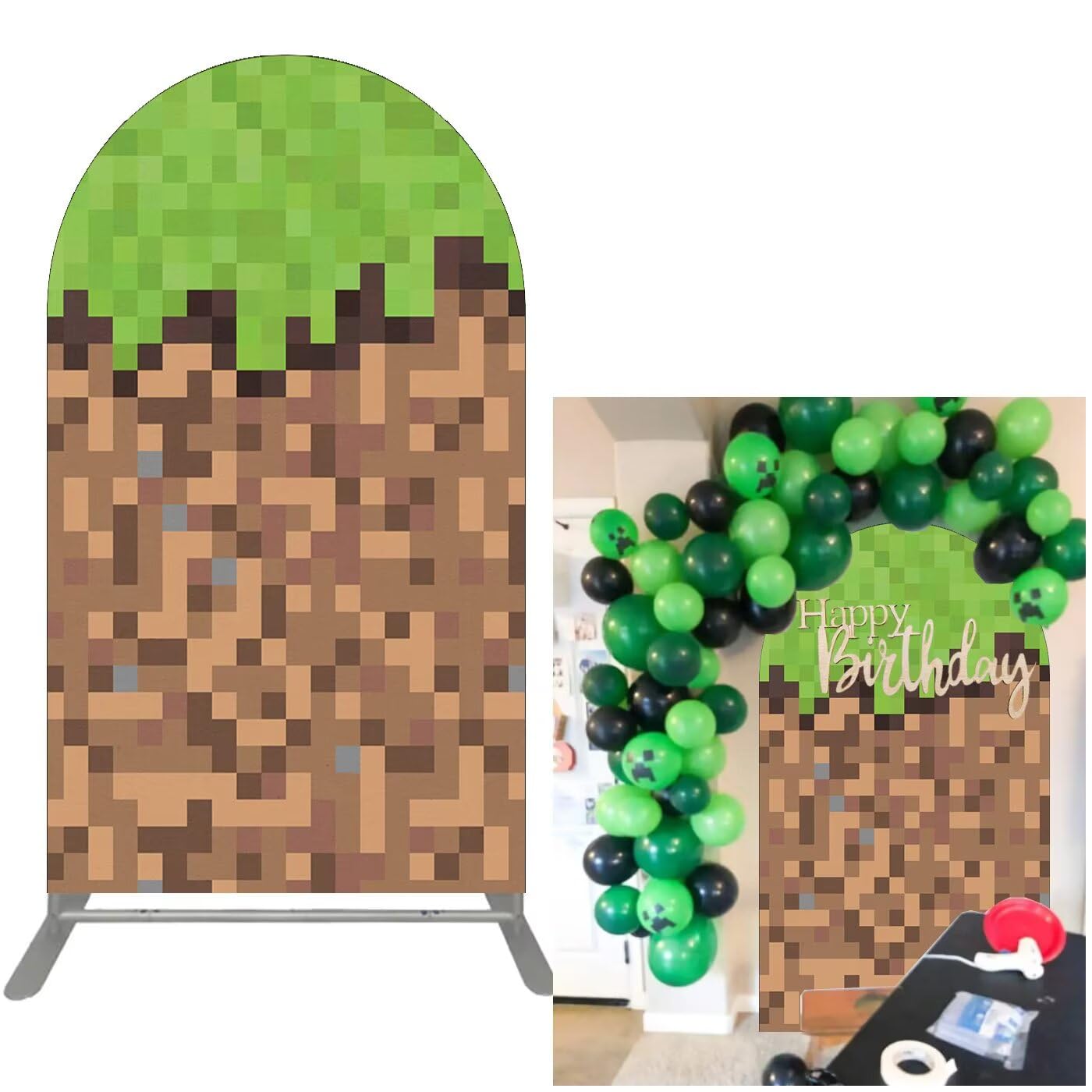 Arched Backdrop 3x6.5ft Mosaic Arch Wall Covers Stretchy Photography Background for Game Party Decorations Baby Birthday Banner Parties Props