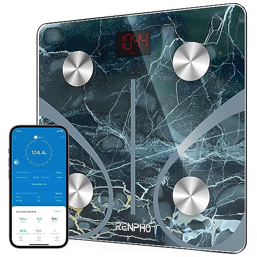 RENPHO Scale for Body Weight, Smart Fat Digital Bathroom Wireless Weight Scale, Composition Analyzer with Smartphone App sync Bluetooth, 396lbs - Elis 1