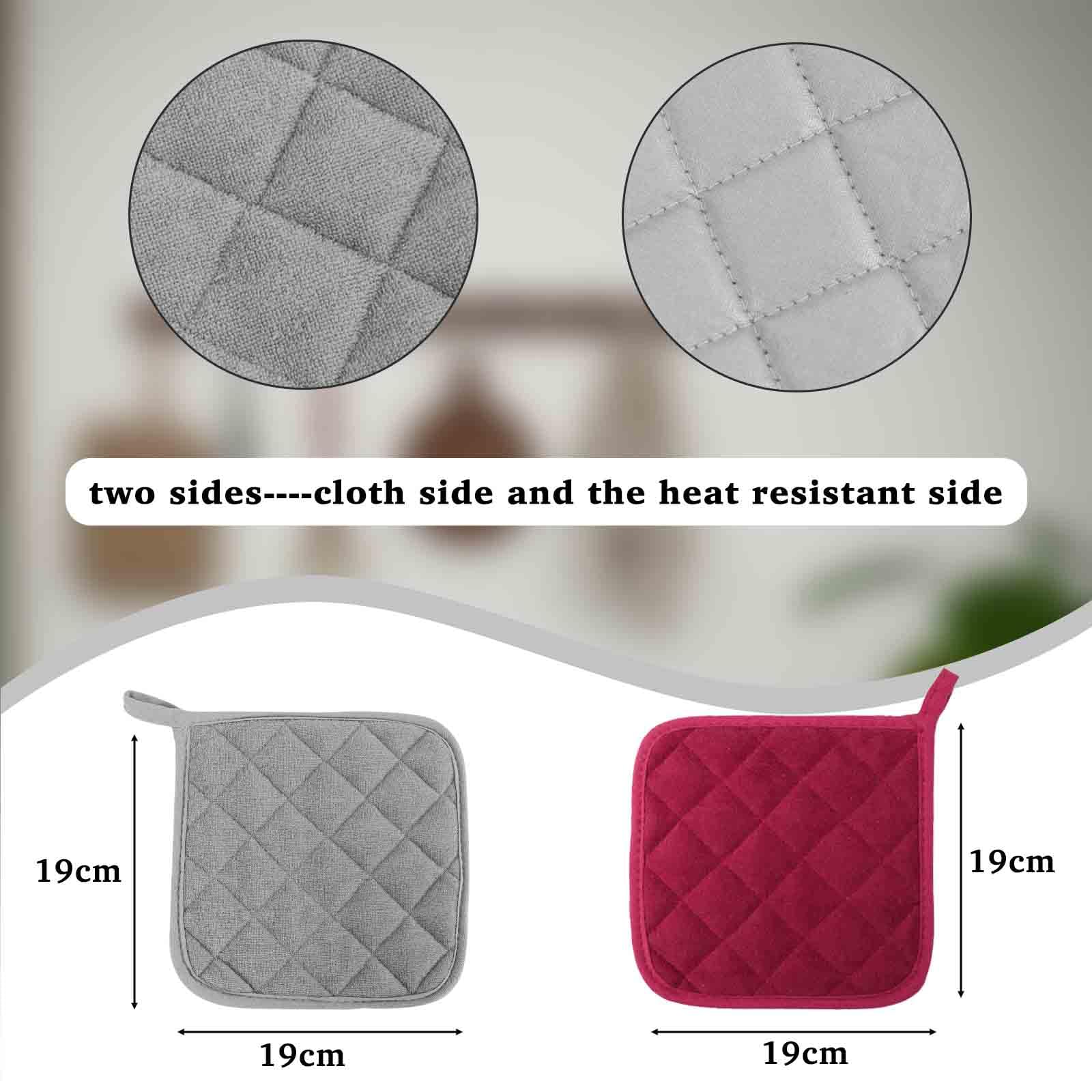 Set 4 Presine Da Cucina In Cotone 18x18 Cm - Resistenti Al Calore 100°C, Design Nero E Grigio - Foto 5