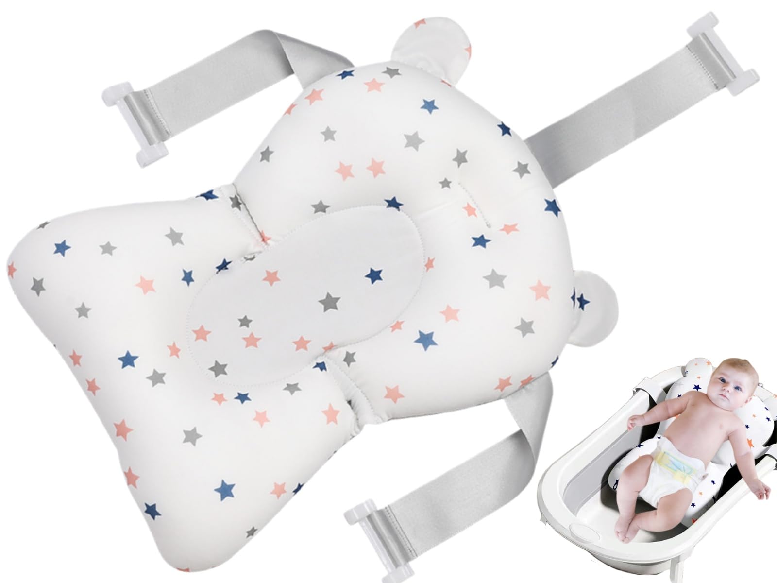Coussin de Siège de Baignoire pour Bébé,Coussin de Bain Bebe Transat,Bain pour Bébé,Coussin de Bain Bébé,Reducteur Baignoire, Coussin Support Bain Antidérapant Pliable,Réducteur Baignoire pour Bébé