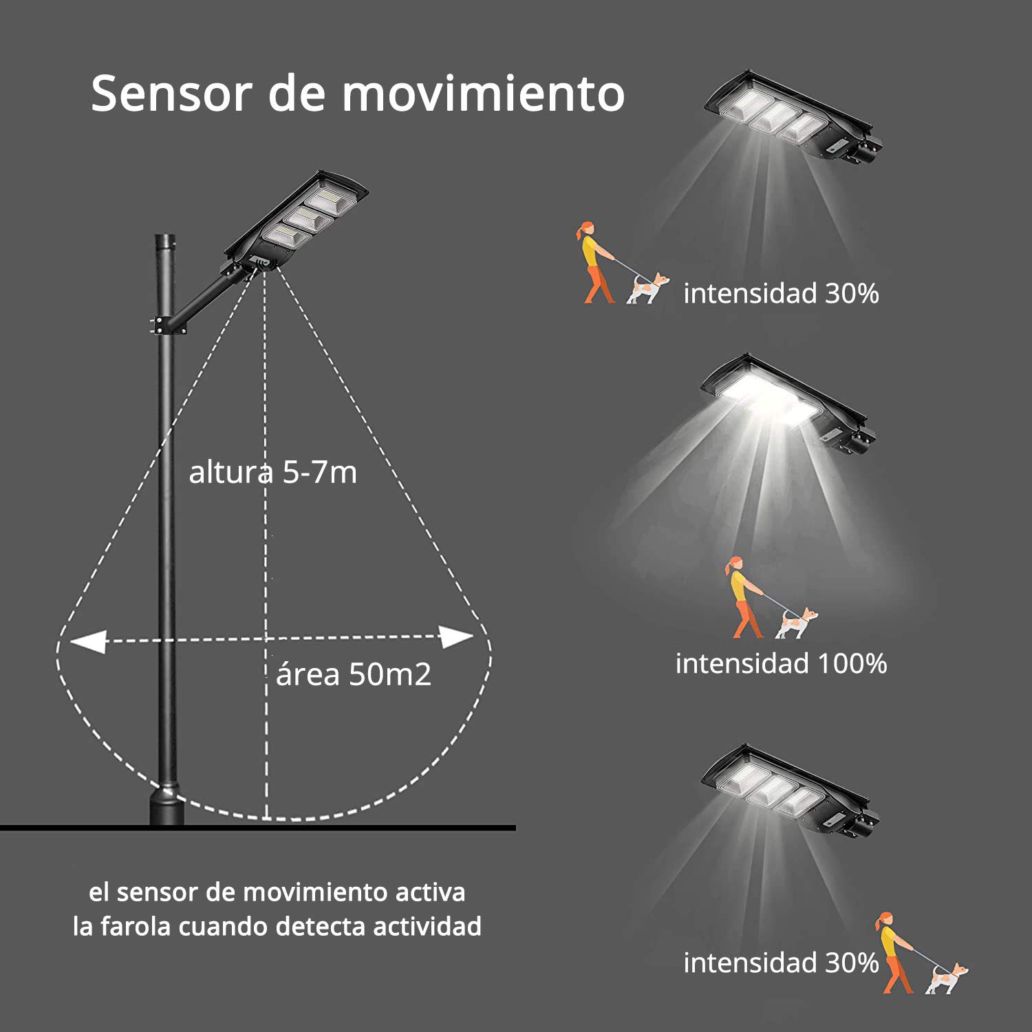 ledbox Farola LED Solar URBAN 100W, 3,2V / 15000mAH, Blanco frío