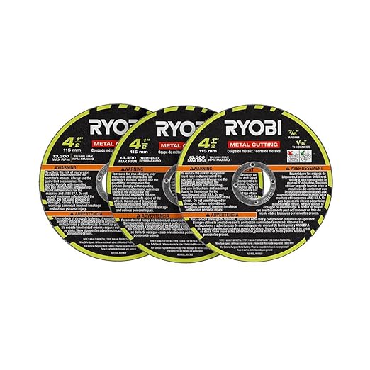 RYOBI 3 PC. 4-1/2" Metal Cutting Wheel Set 3 Pack Grinding