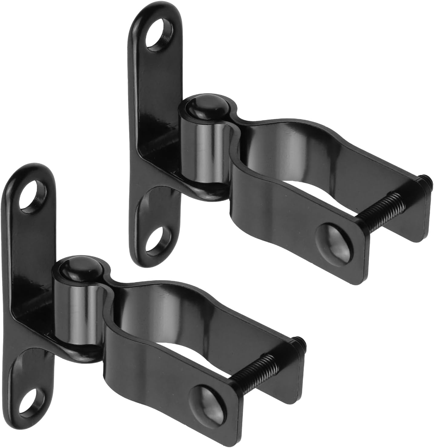 2 Pcs Heavy Metal Wall Mount Gate Hinge with Screws, 304 Stainless Steel Black Fence Post Chain Link Fence Frame Hinge, Outdoor Farm Gate Hardware, for Barn Doors and Sheds(1-3/8")