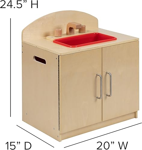Miniatura 3 de Flash Furniture Hercules - Fregadero de cocina de madera para niños para uso comercial o doméstico, seguro, diseño apto para niños