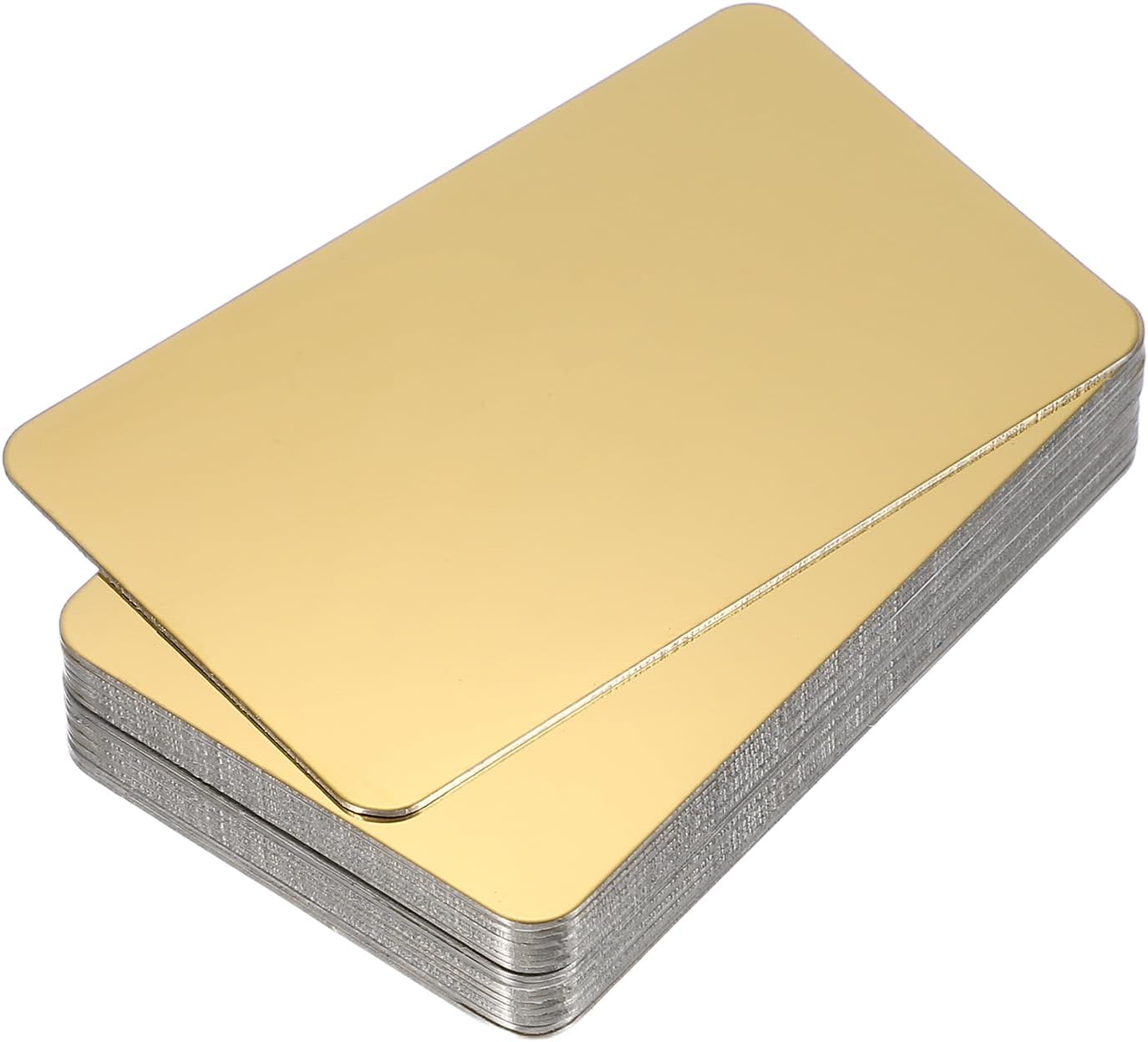 PATIKIL 0.3mm Stainless Steel Metal Business Cards, 12 Pack Mirror Blank Name Card Laser Engraving for DIY Gift Cards, Gold