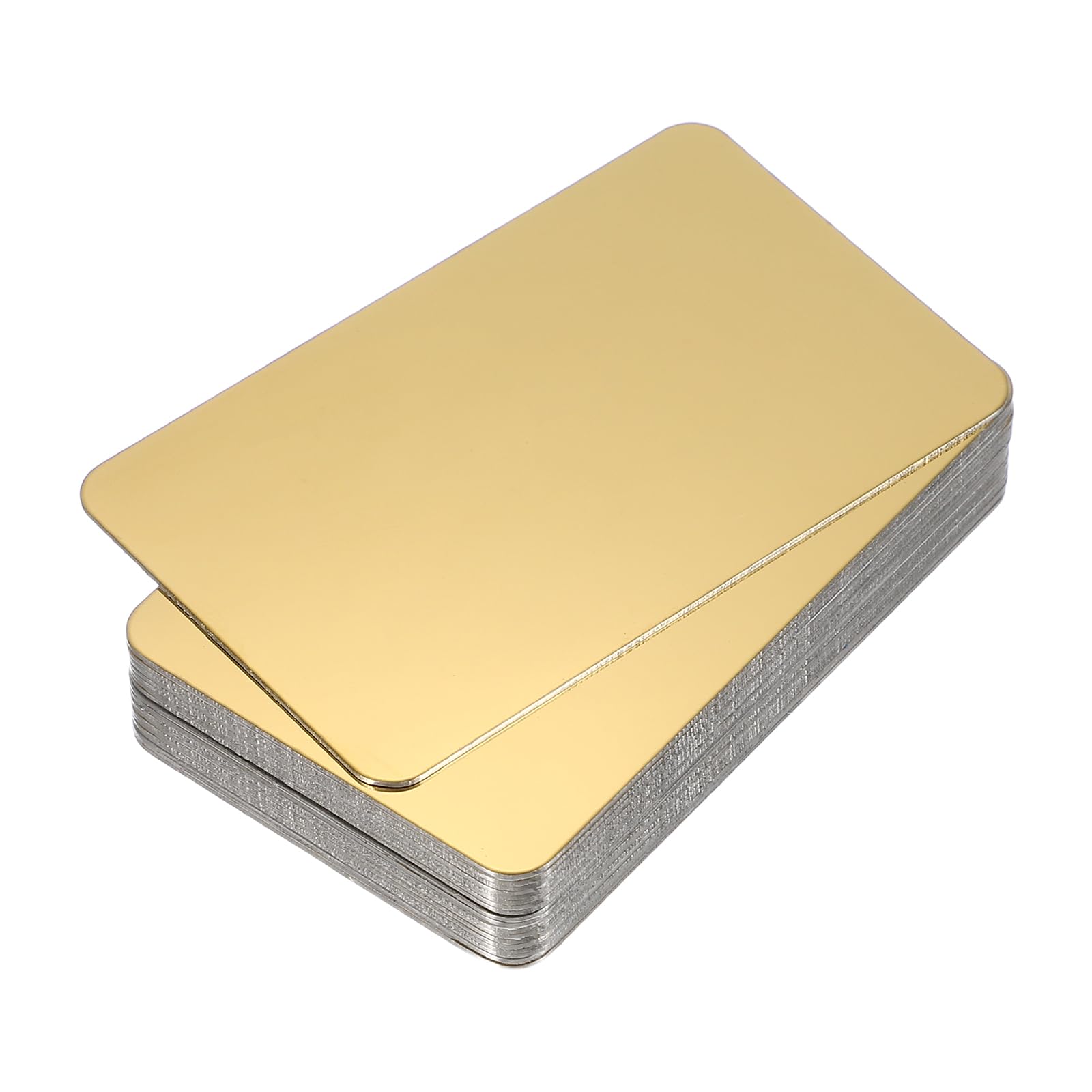 PATIKIL 0.3mm Stainless Steel Metal Business Cards, 12 Pack Mirror Blank Name Card Laser Engraving for DIY Gift Cards, Gold