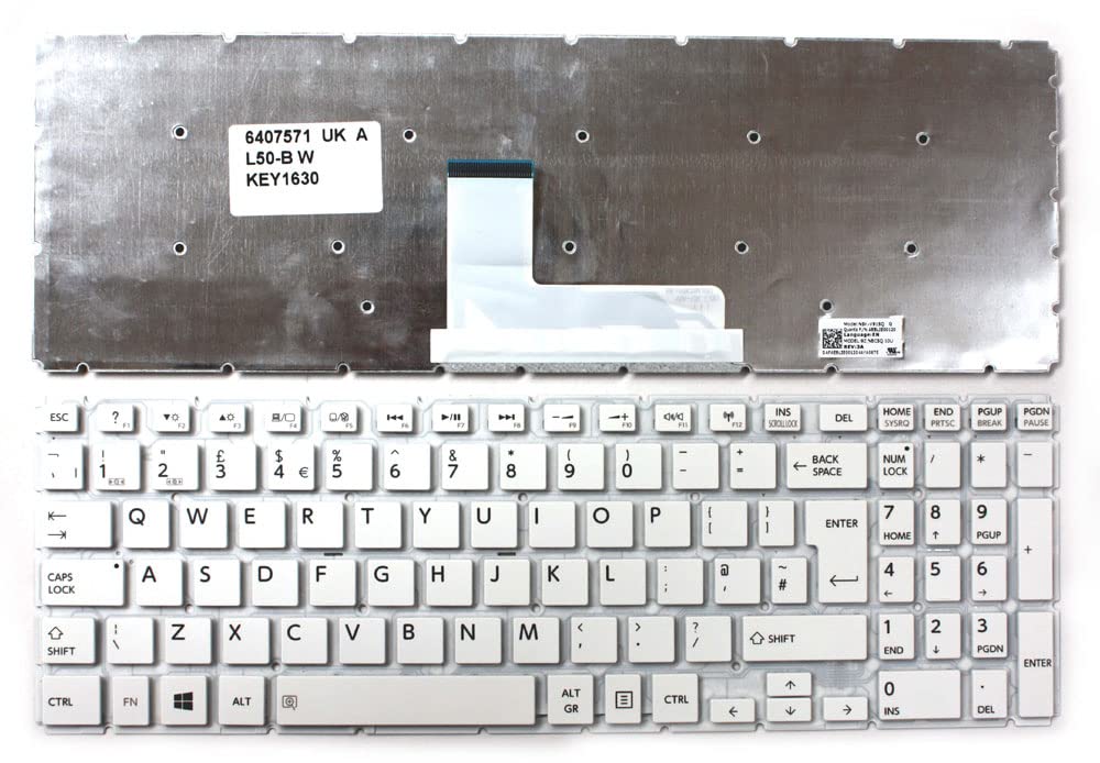Clavier Toshiba Satellite S50-B Power4Laptops Blanc de Rechange Touches UK - 2