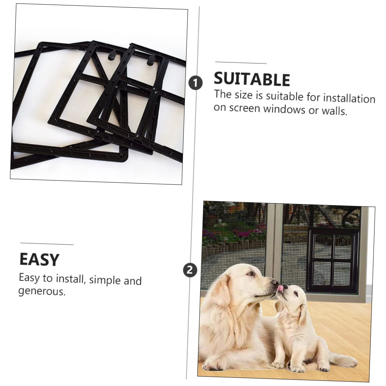 HOLIDYOYO Cat Dog Hole Creative Pet Supplies Pet Door Hole Easy to Push Close Lockable Pet Screen Gate