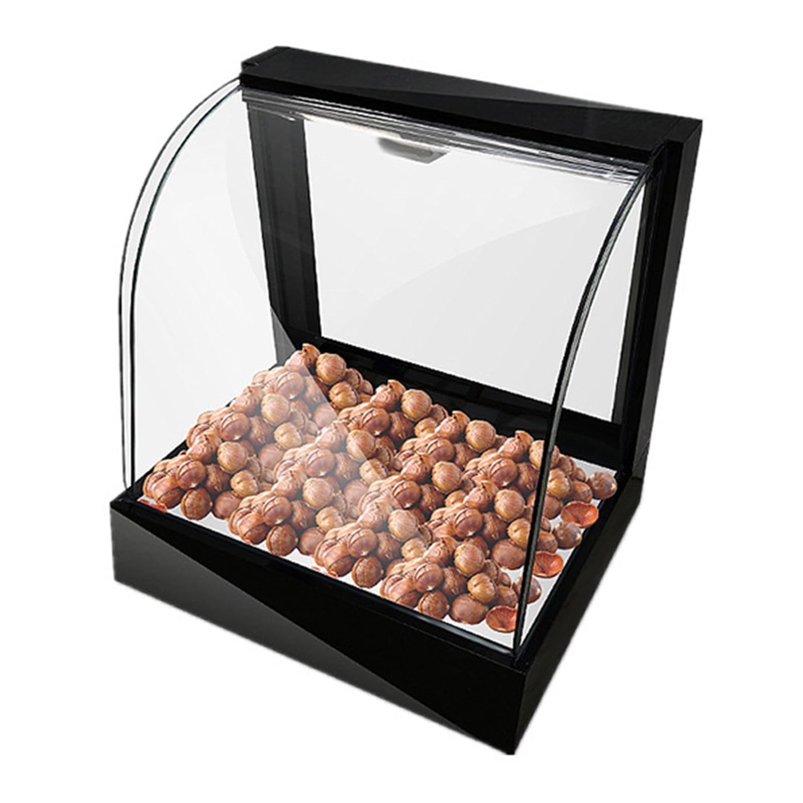 Vetrina per isolamento alimentare commerciale Vetrina per esposizione di castagne fritte Vetrina termostatica per hamburger di pollo fritto,Black