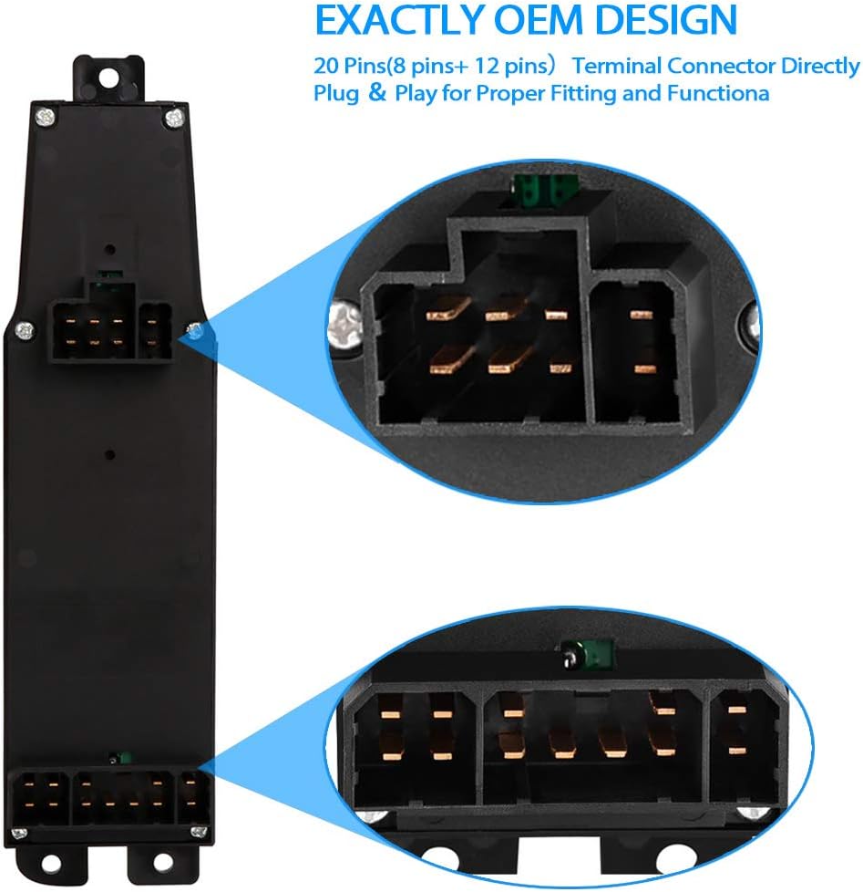 Master Window Switch Assembly for Driver Side - Power Window Switch & Bezel 56049805AB Compatible with 2002-2009 Dodge Ram 2500/3500/1500, 2001-2004 Dakota,2001-2003 Durango, 2005-2009 Sprinter