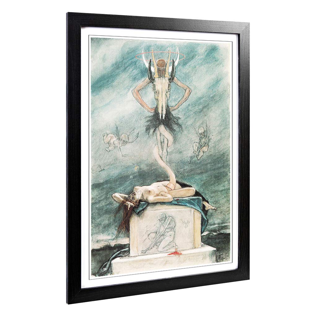 Big Box Art Framed Print of Felicien Rops Sacrifice from The Satanic Ones Design | Wall Art Picture| Home Decor for Kitchen, Living Room, Bedroom, Hallway, Black, A2 / 24.5x18 Inch / 62x45cm