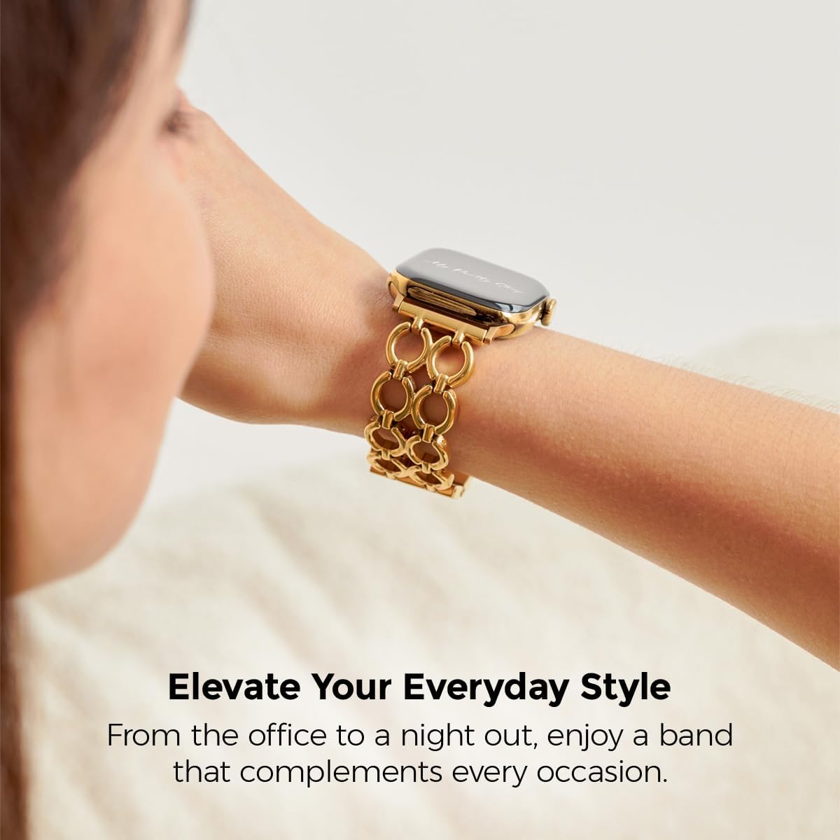 My Pretty Strap - Compatible Apple Watch Band Strap, Stainless Steel Fashion iWatch Replacement Strap- Easy Resizing, No Tool Needed, Fits Most Wrists- Series 1-11, SE and Ultra