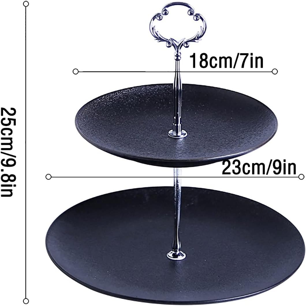 2-Tier Ceramic Detachable Dessert Table Household Fruit Serving Stand Tray Dessert Stand Tray for Home, Restaurant, Hotel Cake Plate(Gold,Small)