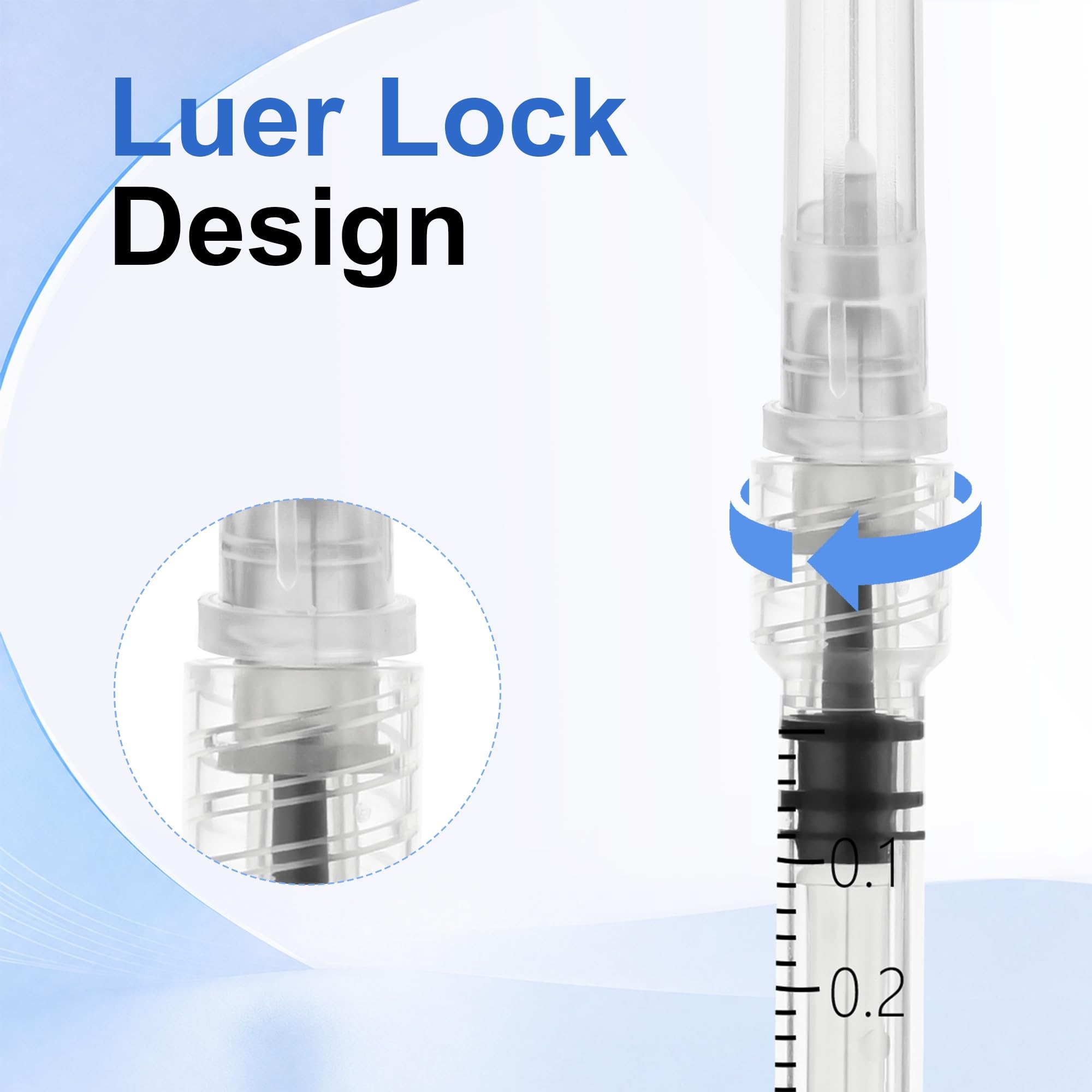 1ml Disposable Syringe with 27G-1/2 Inch(13mm) Luer Lock Syringes, 100 Pack — Amazon image 5