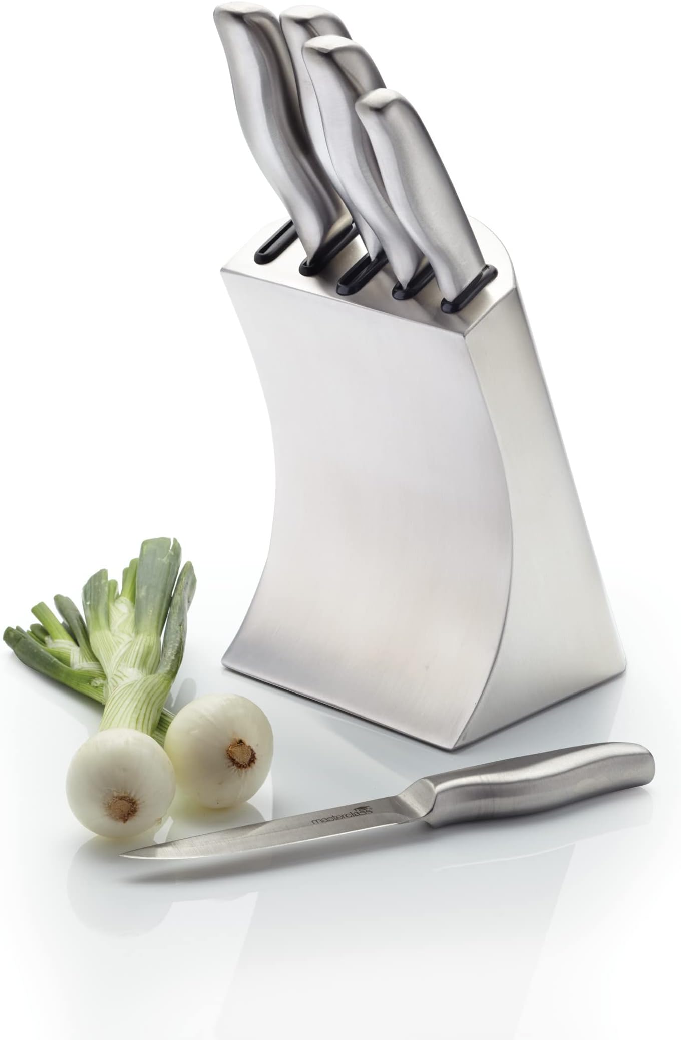 MasterClass Orissa 5-Piece Fine-Edge Stainless Steel Knife Set and Knife Block