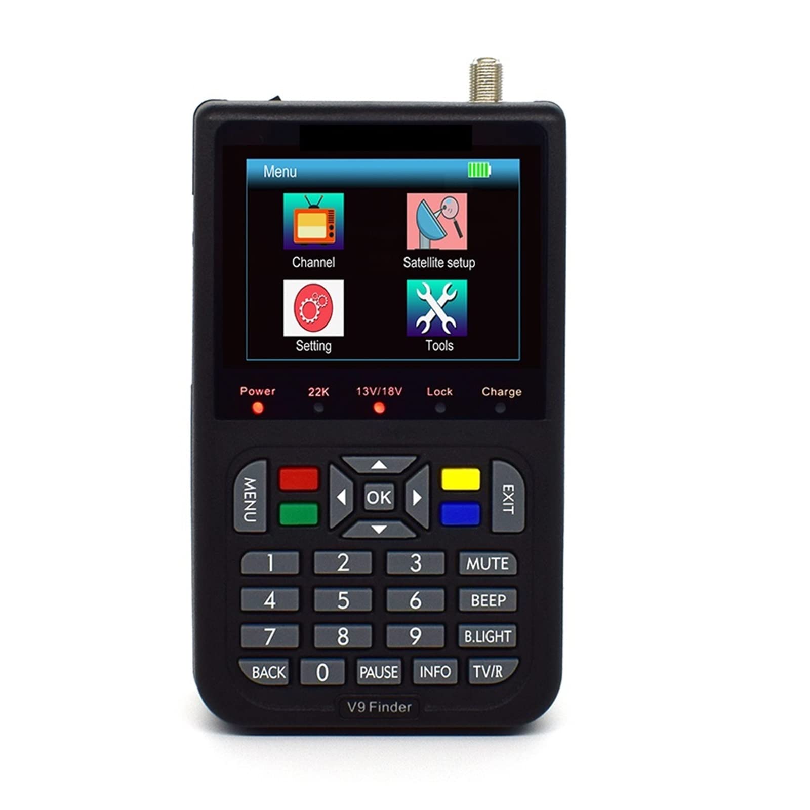 Wyszukiwarka V9 z wizjerem satelitarnym H.265 Cyfrowy miernik sygnału LCD 3,5 cala, Śledzenie sob