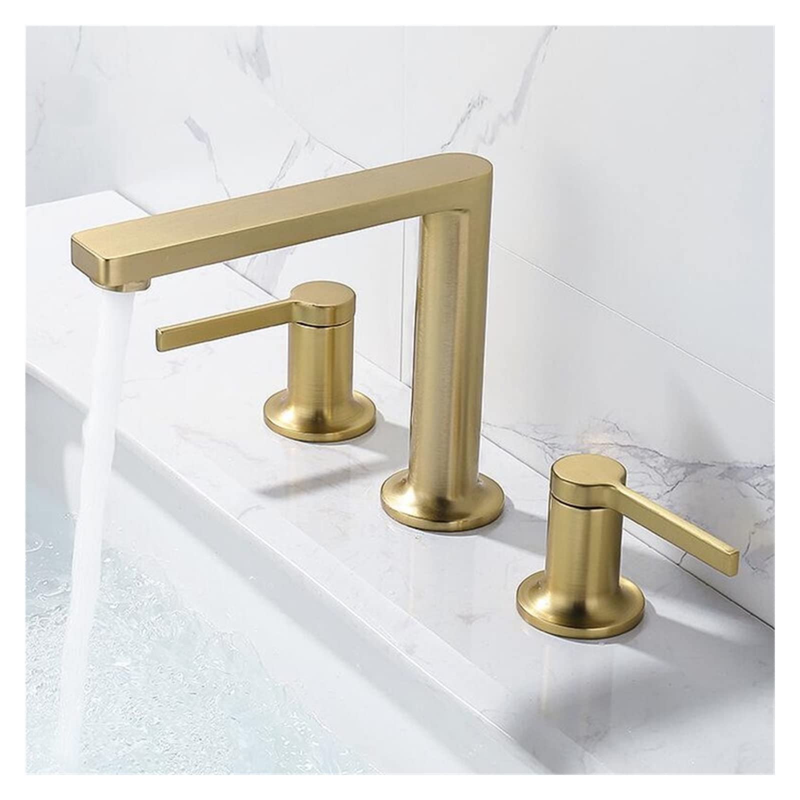Robinet de lavabo trois trous salle de bains or brossé en laiton 8 pouces