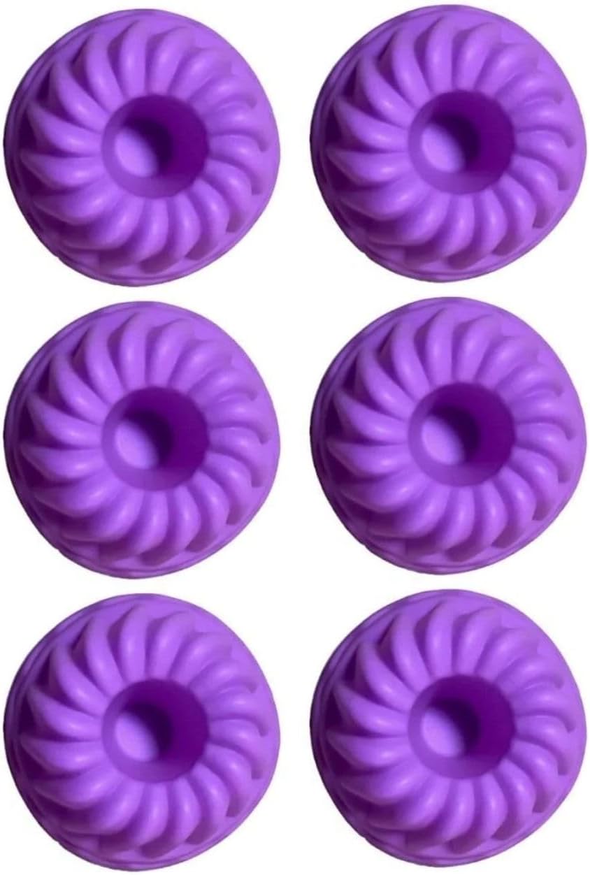 Mor, Silikon Mini Kek ve Muffin Kalıbı, 7x3 cm, BPA İçermez, Fırında Kullanılır, Makinede Yıkanabilir, 6 Adet