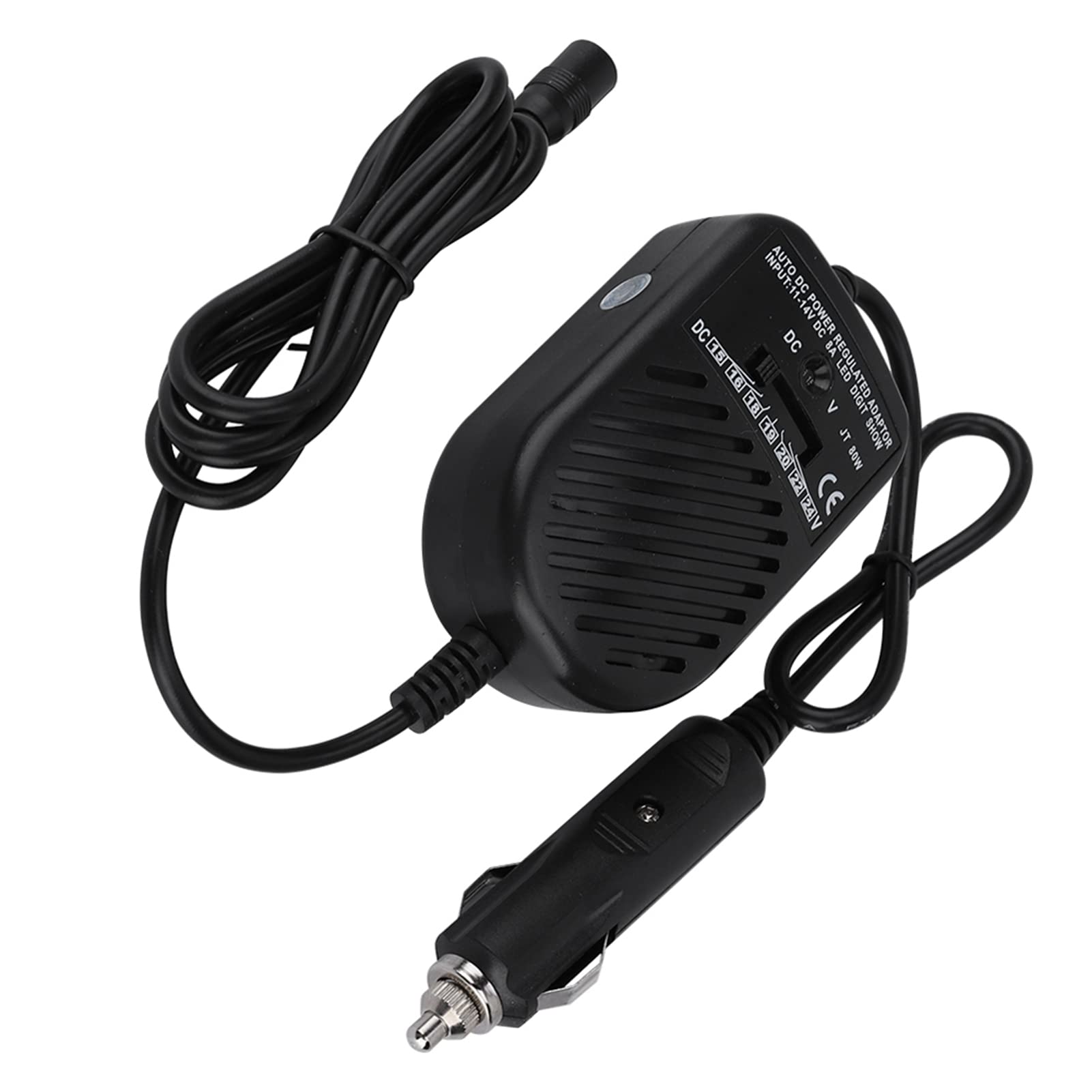 Adaptateur Chargeur Voiture pour PC Portable 80W, Alimentation Multi-Tension 15V-24V DC, Convertisseur Universel