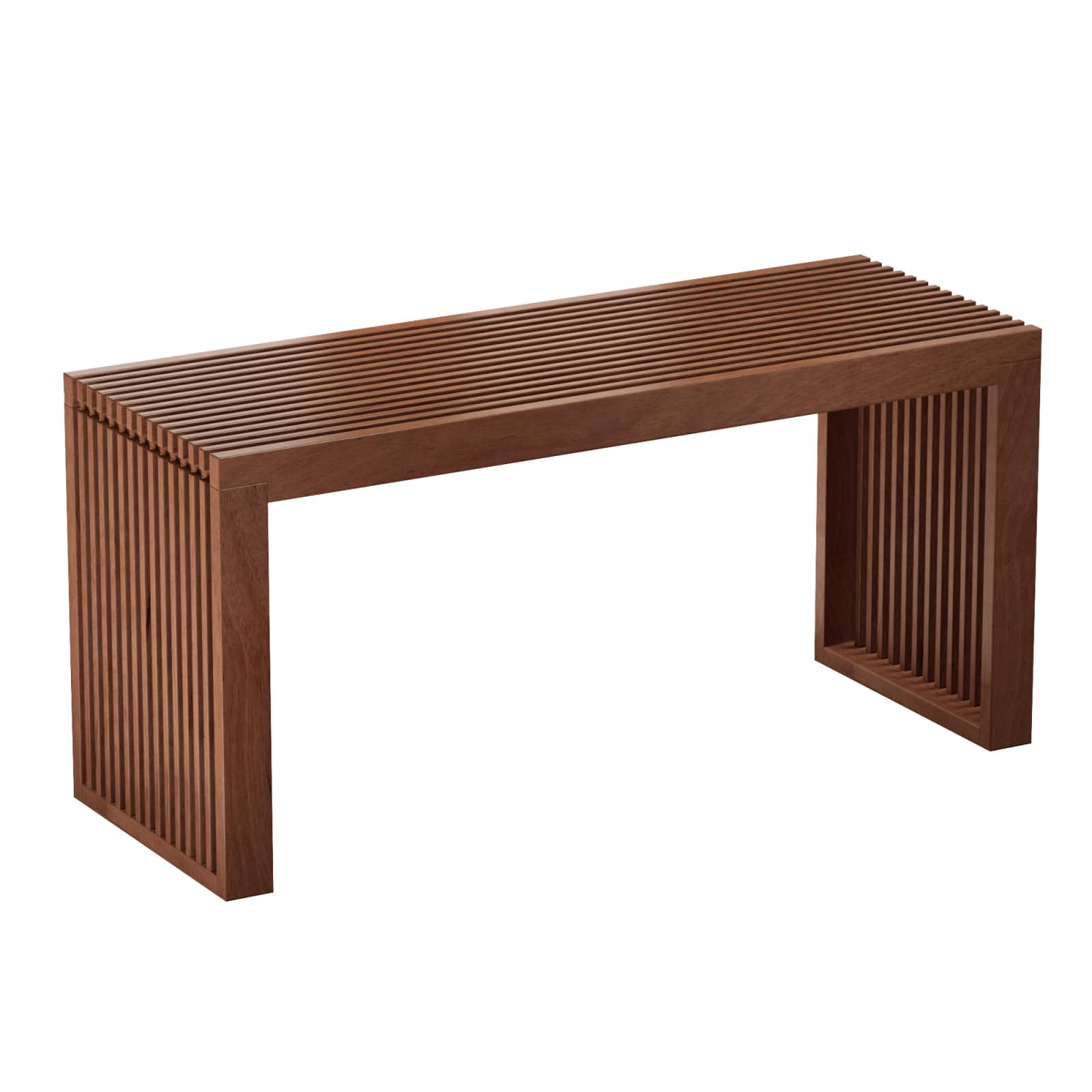 Bamboo Dining Bench 35" Indoor Wooden Shoe Benches for Entryway Red Brown