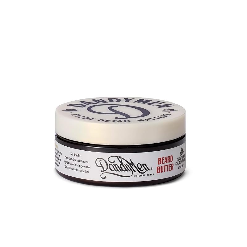 Manteiga para Barba DandyMen Obsidian Cardamom com manteiga de karité, manteiga de cacau e óleo de argan, 57 g