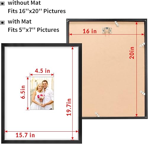 Miniatura 10 de LaVie Home Marco de fotos de 16 x 20 pulgadas, color dorado, marco de madera de 16 x 20 pulgadas, para fotos de 5 x 7 pulgadas con paspartú, para