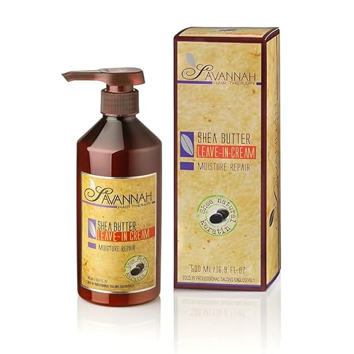 Miniatura 5 de Savannah Hair Therapy Acondicionador en crema sin enjuague para cabello seco dañado y teñido con manteca de karité, queratina y proteína de seda,