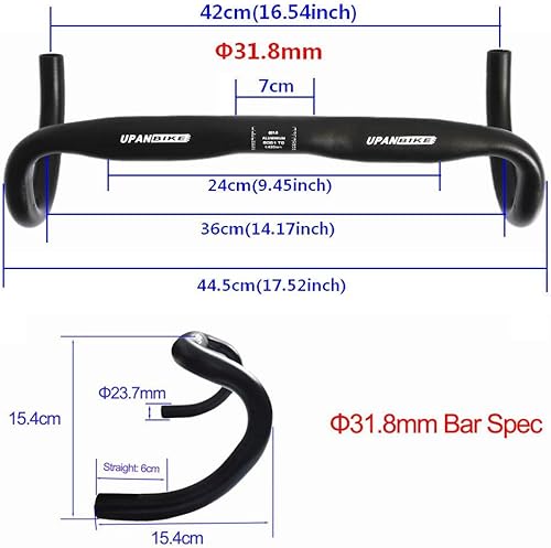 Miniatura 2 de UPANBIKE Engranaje fijo bicicleta carretera aleación de aluminio barra doblada manillar 31.0.315 in 16.535 in