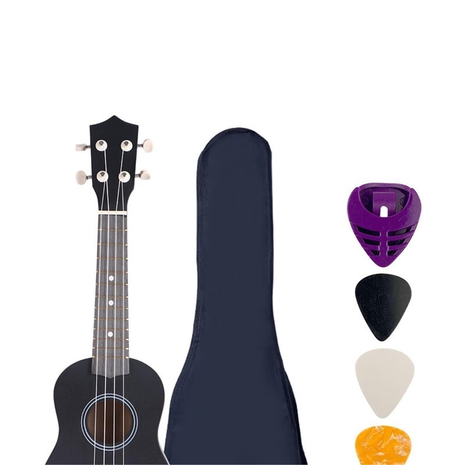 Ukulele Per Principianti Ukulele In Legno Massello Per Principianti Adulti E Mini Chitarra Da 21 Pollici Per Studio Autonomo(Black)