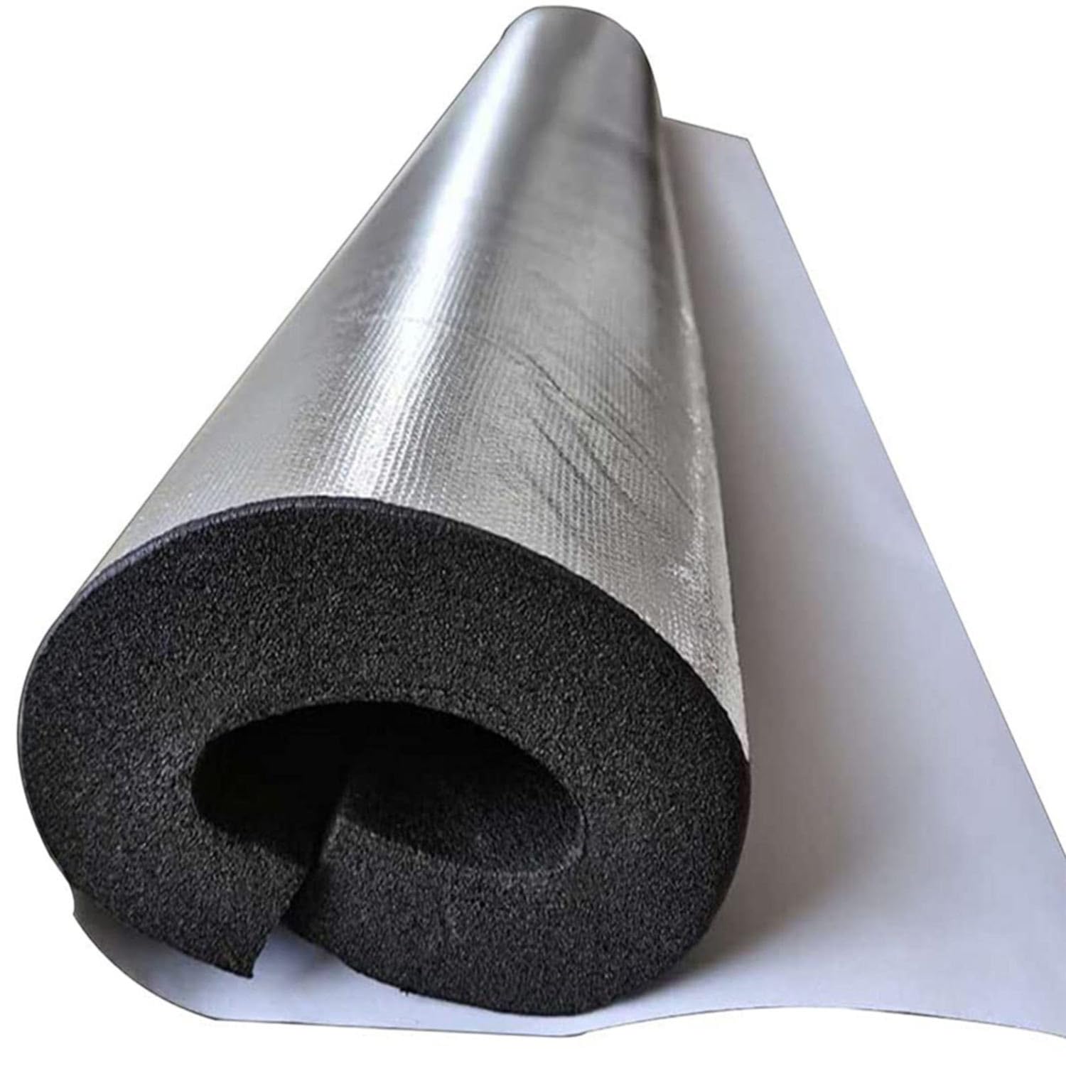 Tubo de Espuma, Fundas de Aislamiento Térmico para Tuberías Exteriores, Coquilla Aislante de Papel de Aluminio Autoadhesivo, para Tubos de Agua y Calefacción (ID)219mm x (T)30mm x (L)0.95m
