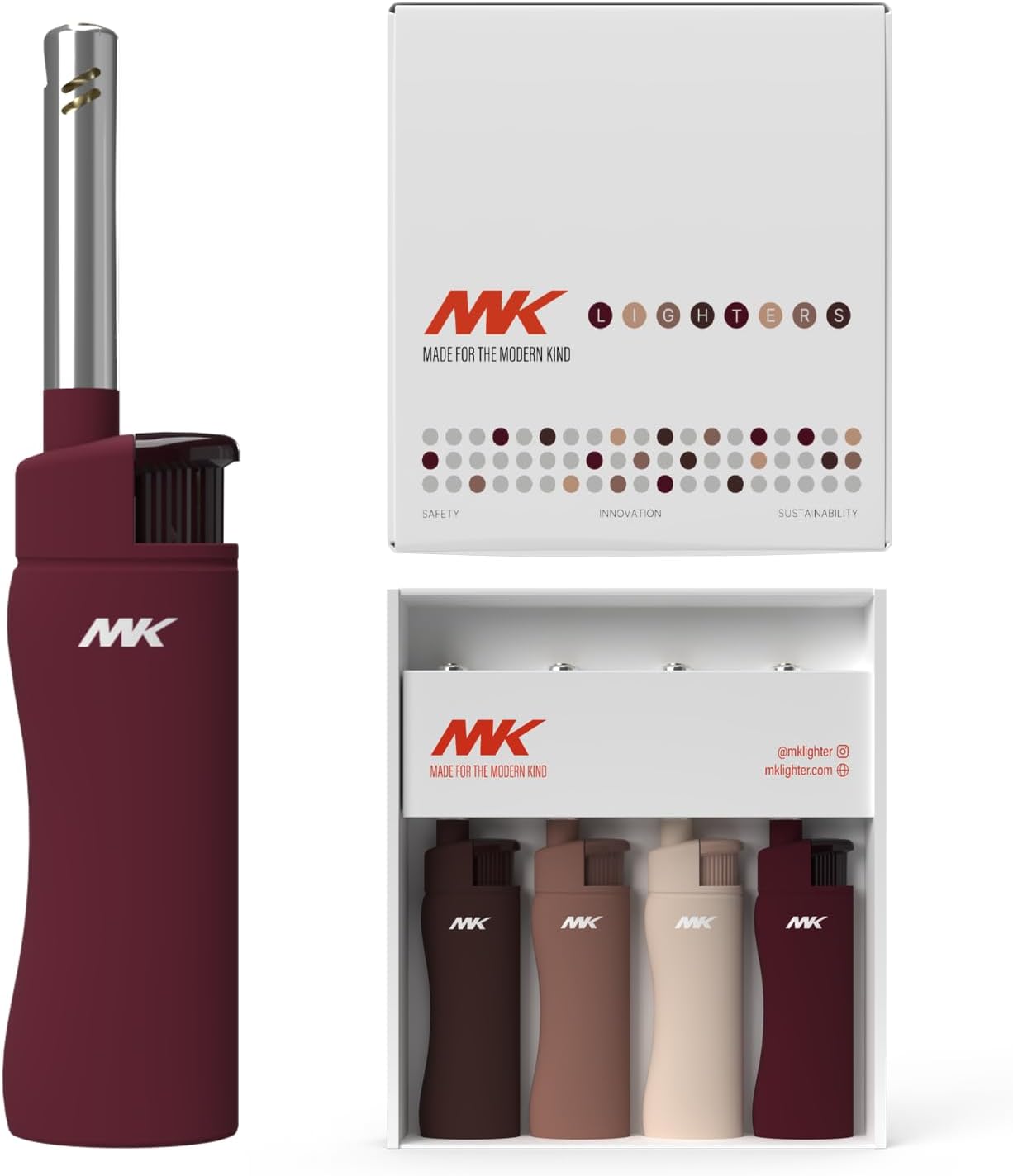 - MK Candle Lighter, Butane Refillable Wind-Resistant Flame, 4-Pack for BBQ, Camping, Outdoor Use (Neutral-4PC)