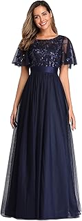 Ever-Pretty - Vestido con bordado, cintura imperial y acampanado para mujer, 0904, para fiesta y graduación