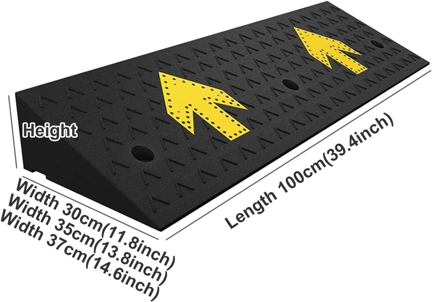 Kanduo Rampa podjazdowa Gumowa rampa krawężnikowa do wjazdu pojazdów, rampa z wysokim progiem 4'-7', antypoślizgowy panel mobilnej rampy wejściowej(100cmx30cmx11cm)