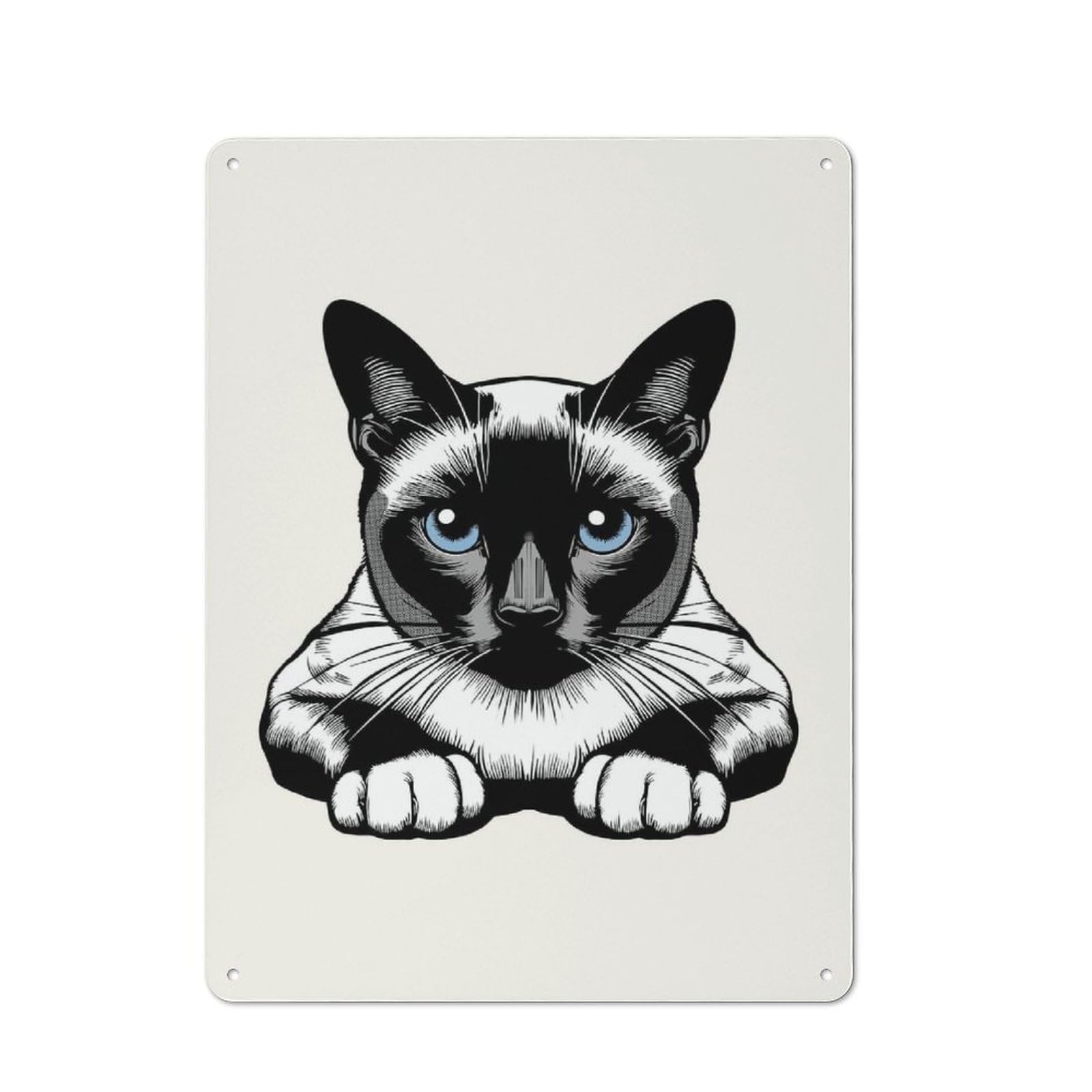 Junmoney Style-22 Metal Plaque 40X30cm With Siamese Cat For Pub Or Café, Vintage Decor, For Metal Sign Collectors, For Vintage Wall Decor Fans