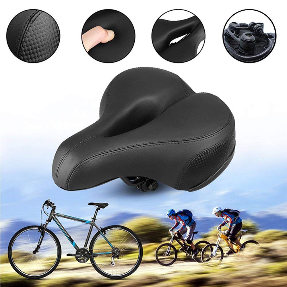 INF Sella per bicicletta, ampia e ammortizzante, modello universale, sella ergonomica per bicicletta Nera