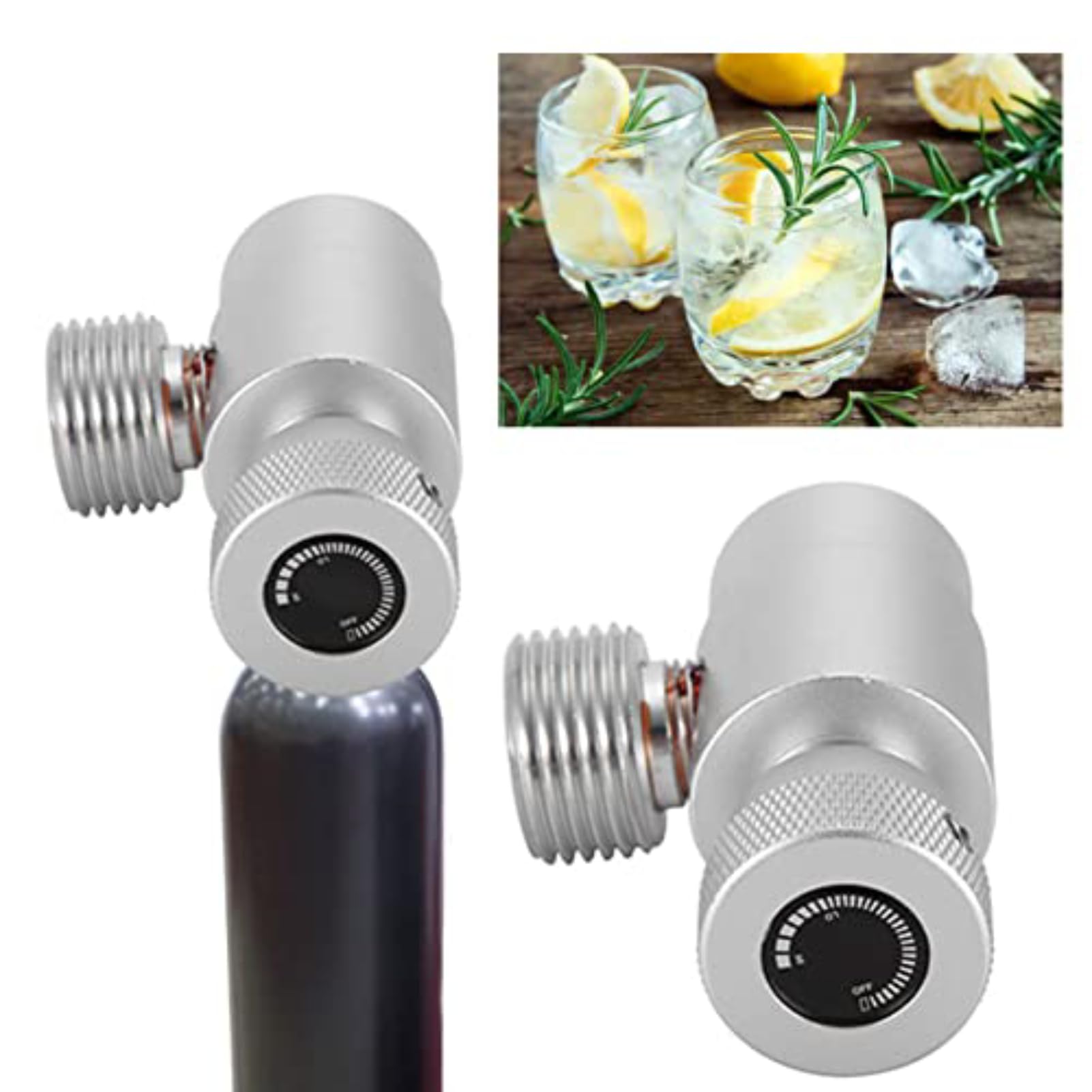 Adattatore CO2 in Metallo per Ricarica Bombole, Regolatore con Valvola di Scarico, Filettatura TR21-4/W21.8-14, Argento
