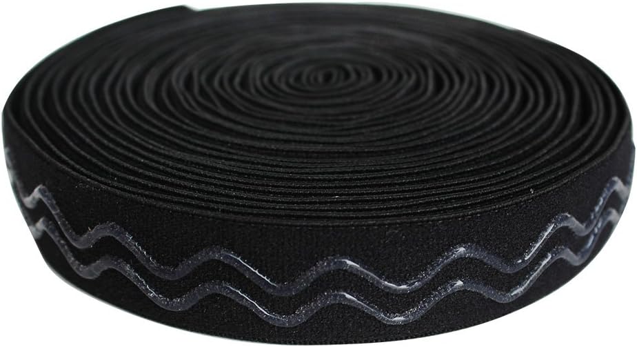 20 mm Zig zag Wave Silicone Coated Rubber RIC rac Elastic lace Ribbon for Garment - 5 Yards per roll (20mm)